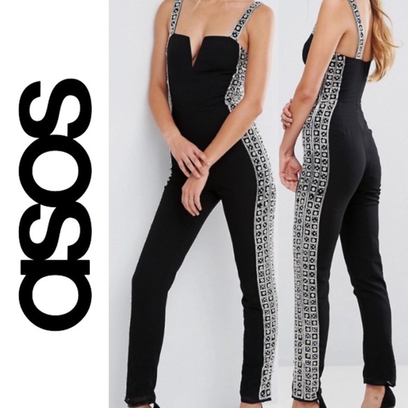 ASOS Curve Pants - ASOS TALL EXCLUSIVE Embellished Side Jumpsuit